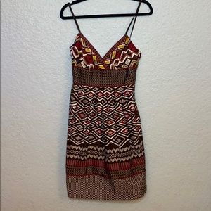 Brown • Red • Yellow • White pattern dress